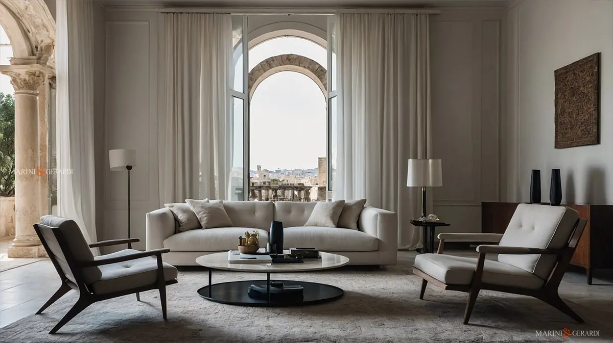 Tende interne moderne soggiorno in lino bianco Tende interne moderne soggiorno in lino bianco