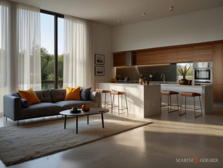 Tende porta finestra cucina soggiorno moderna in lino