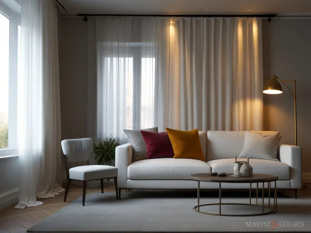 Tende velluto antimacchia bianca in un loft moderno Tende velluto antimacchia bianca in un loft moderno