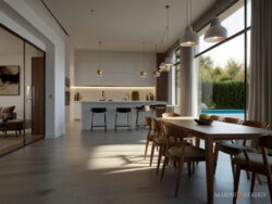 Tende per porta finestra cucina moderna
