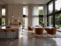 Tende per porta finestra cucina moderna in lino