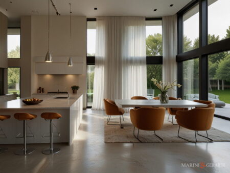 Tende per porta finestra cucina moderna in lino