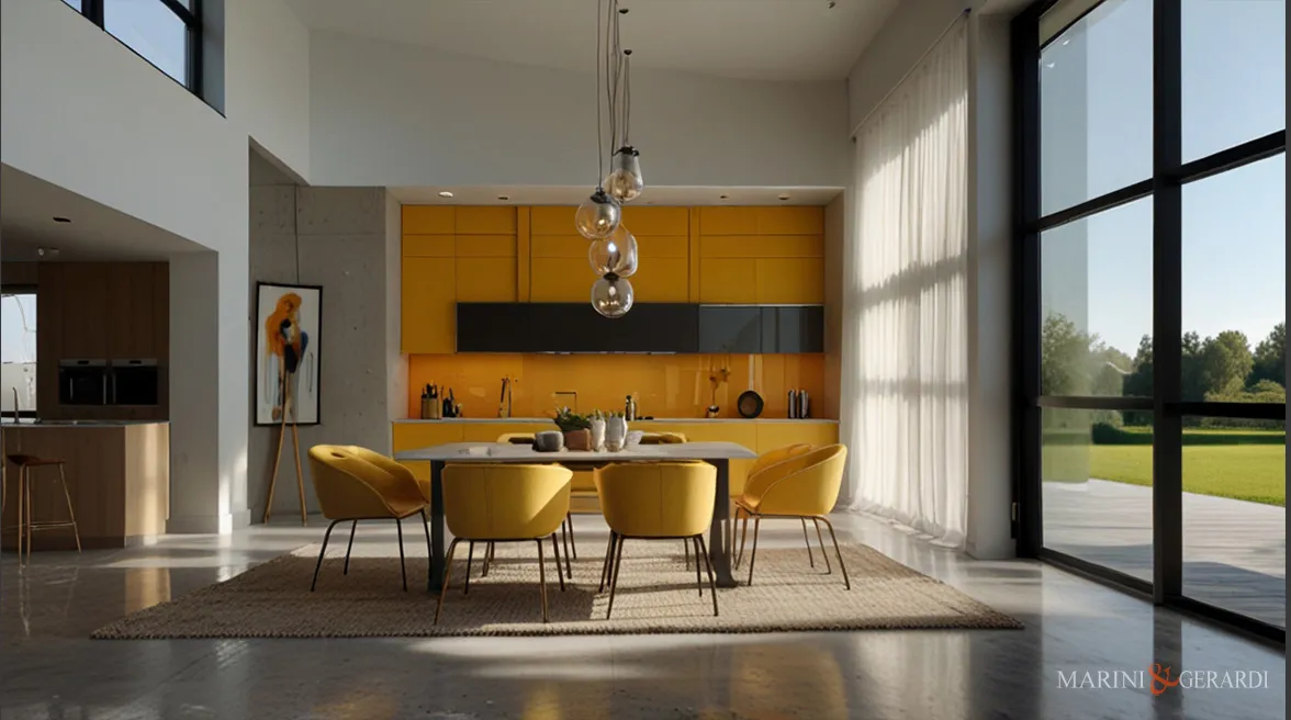 Tende per porta finestra cucina moderna soggiorno giallo Tende per porta finestra cucina moderna soggiorno giallo