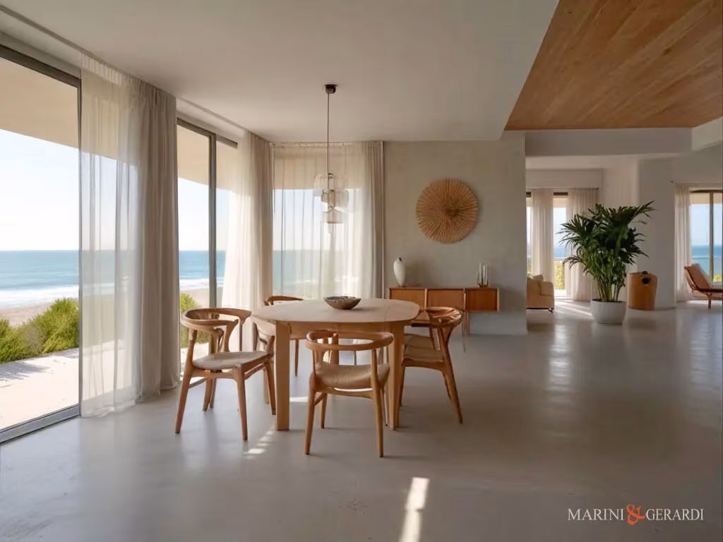 Tende per sala moderna ampio soggiorno arredato vetrate vista mare Tende per sala moderna ampio soggiorno arredato vetrate vista mare