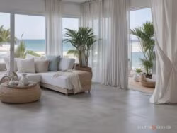 Appartamento al mare tende da interno moderne lino bianco
