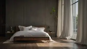 Arredo di lusso tende camera letto moderna in lino