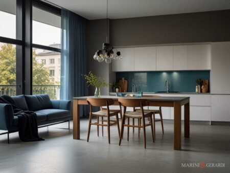 Tende porta finestra cucina moderna soggiorno in lino