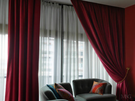 Tende velluto antimacchia rosso per arredo di lusso - Bordeaux