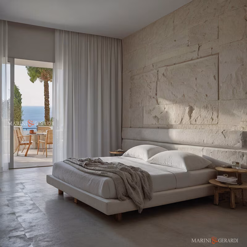 Casa vacanze porto cesareo stanza da letto tende in lino Casa vacanze porto cesareo stanza da letto tende in lino