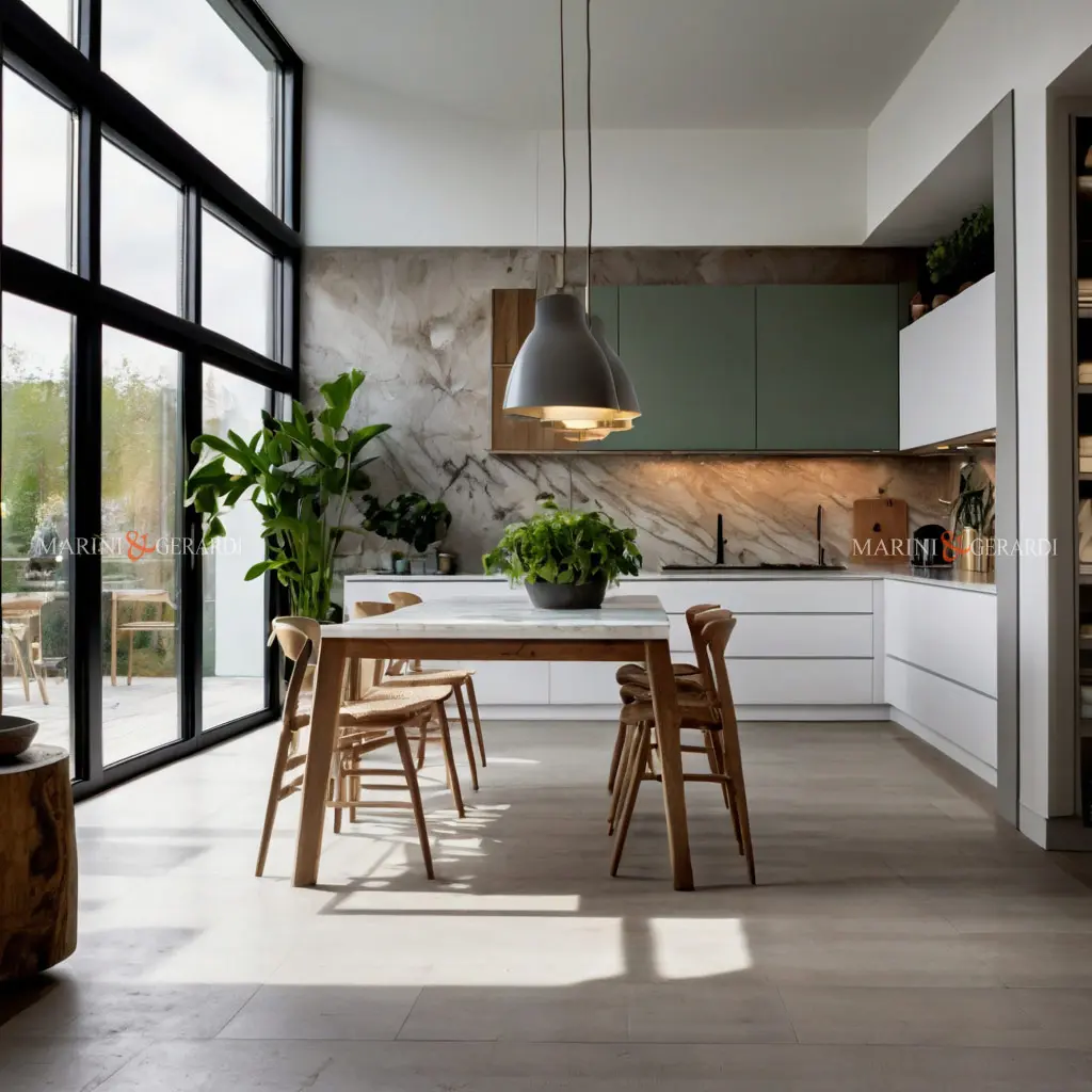 Cucina in stile nordico bianca verde pratica bella Cucina in stile nordico bianca verde pratica bella