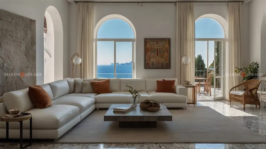 Tende per casa al mare in lino bianco a capri Tende per casa al mare in lino bianco a capri