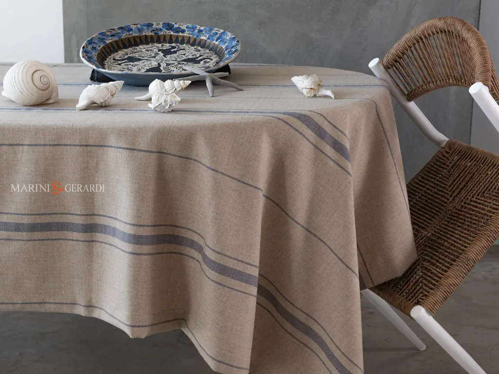 Tovaglia rettangolare 12 posti blu con tovaglioli Tovaglia rettangolare 12 posti blu con tovaglioli