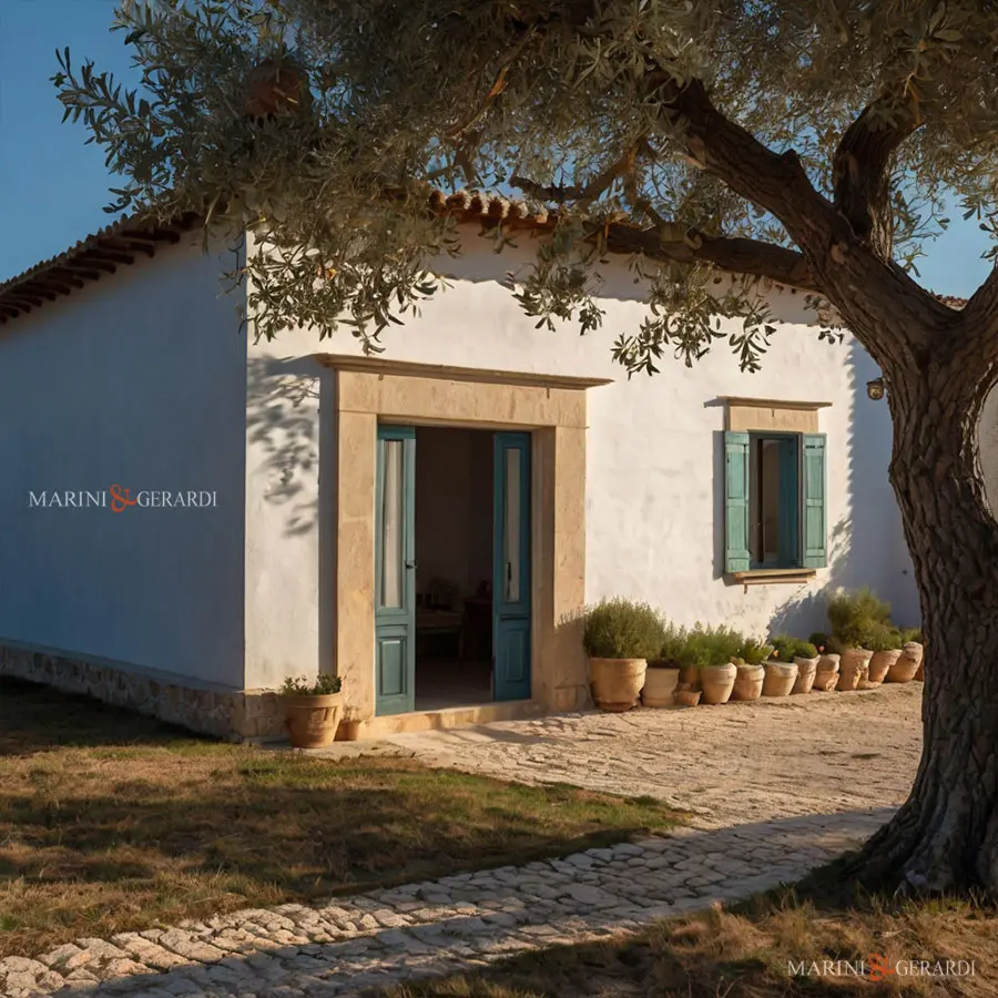 Una bella casa in campagna in pietra bianca