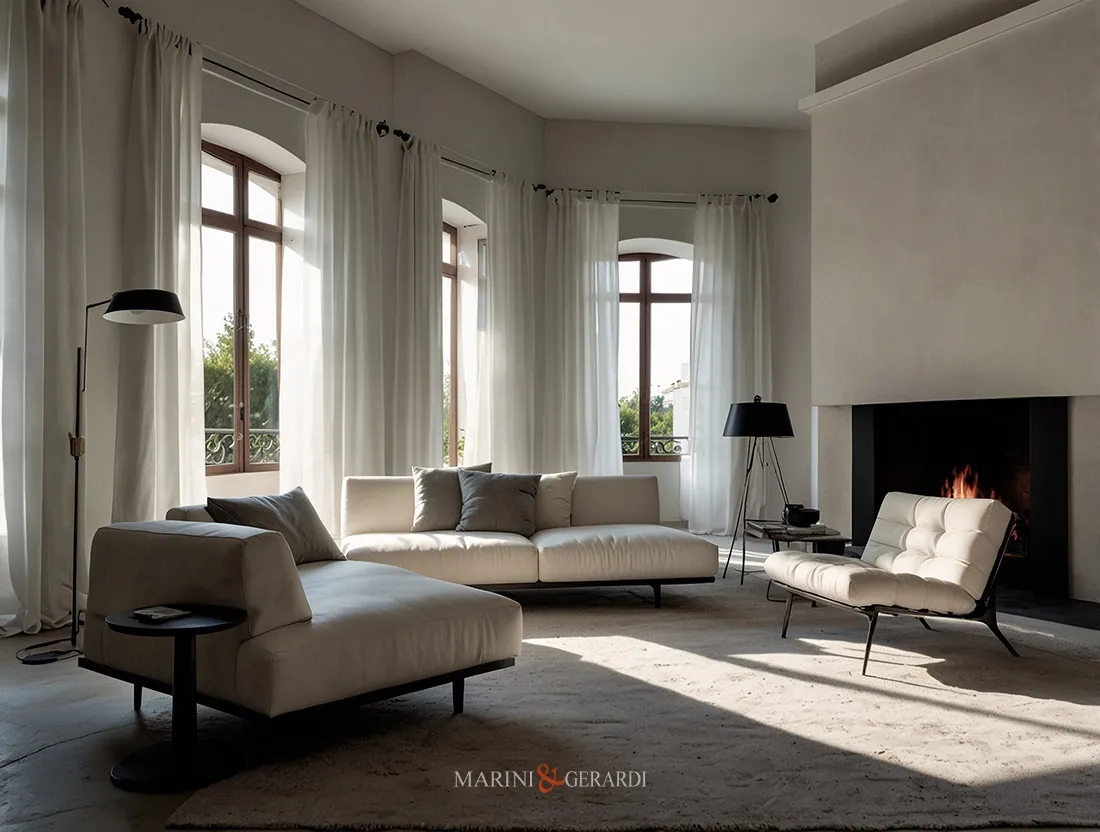 Tende moderne per interni soggiorno in lino Tende moderne per interni soggiorno in lino