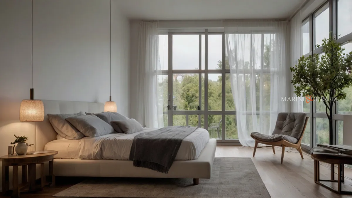 Camera da letto con copripiumono matrimoniale su misura Camera da letto con copripiumono matrimoniale su misura