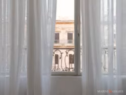 Tende garza di lino biianca vista citta lecce