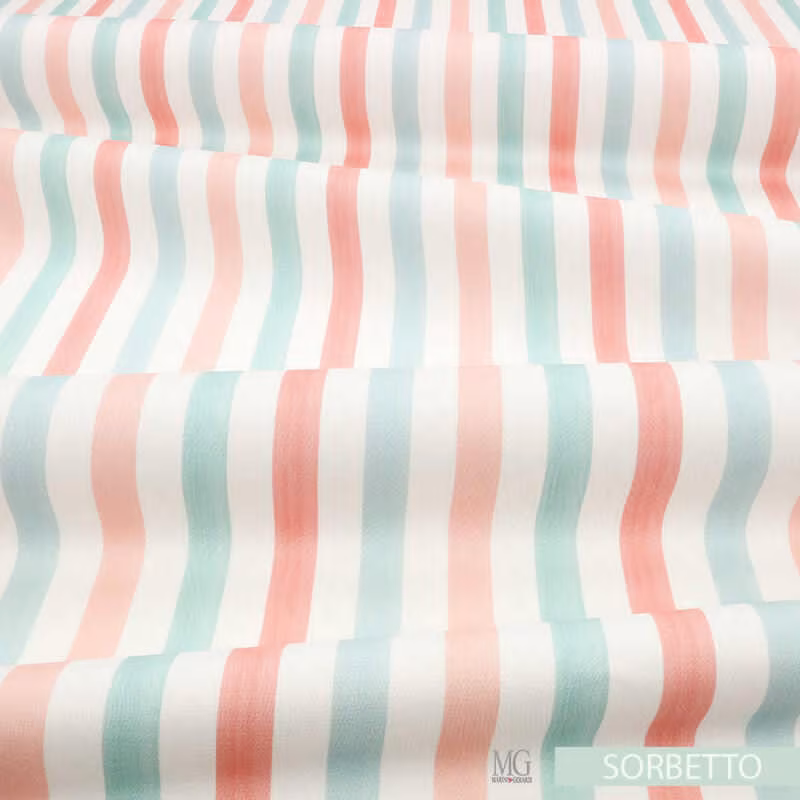 Tessuto a righe di cotone sorbetto cameretta bimba