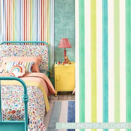 Bastoncini di zucchero stoffa a righe in cotone Tende righe verticali in cotone cameretta bambini