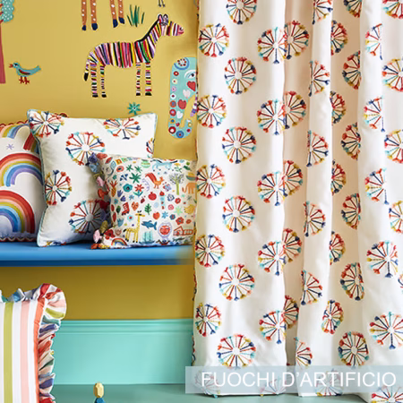 Tende ricamate moderne cameretta da letto bambini girandole colorate