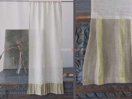 Tendina a vetro in lino balza inveriore a righe