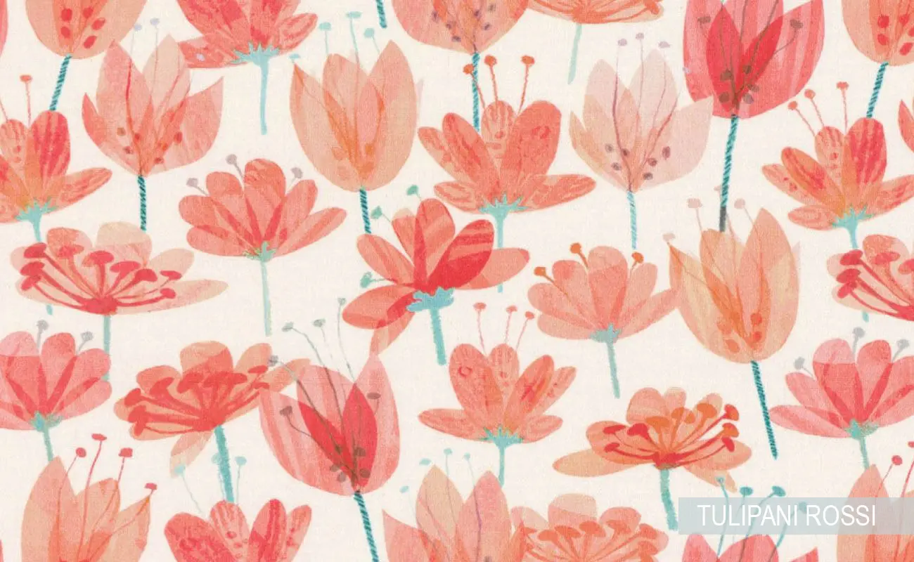 Tessuto a metro pertende floreali in rosso Tessuto a metro pertende floreali in rosso