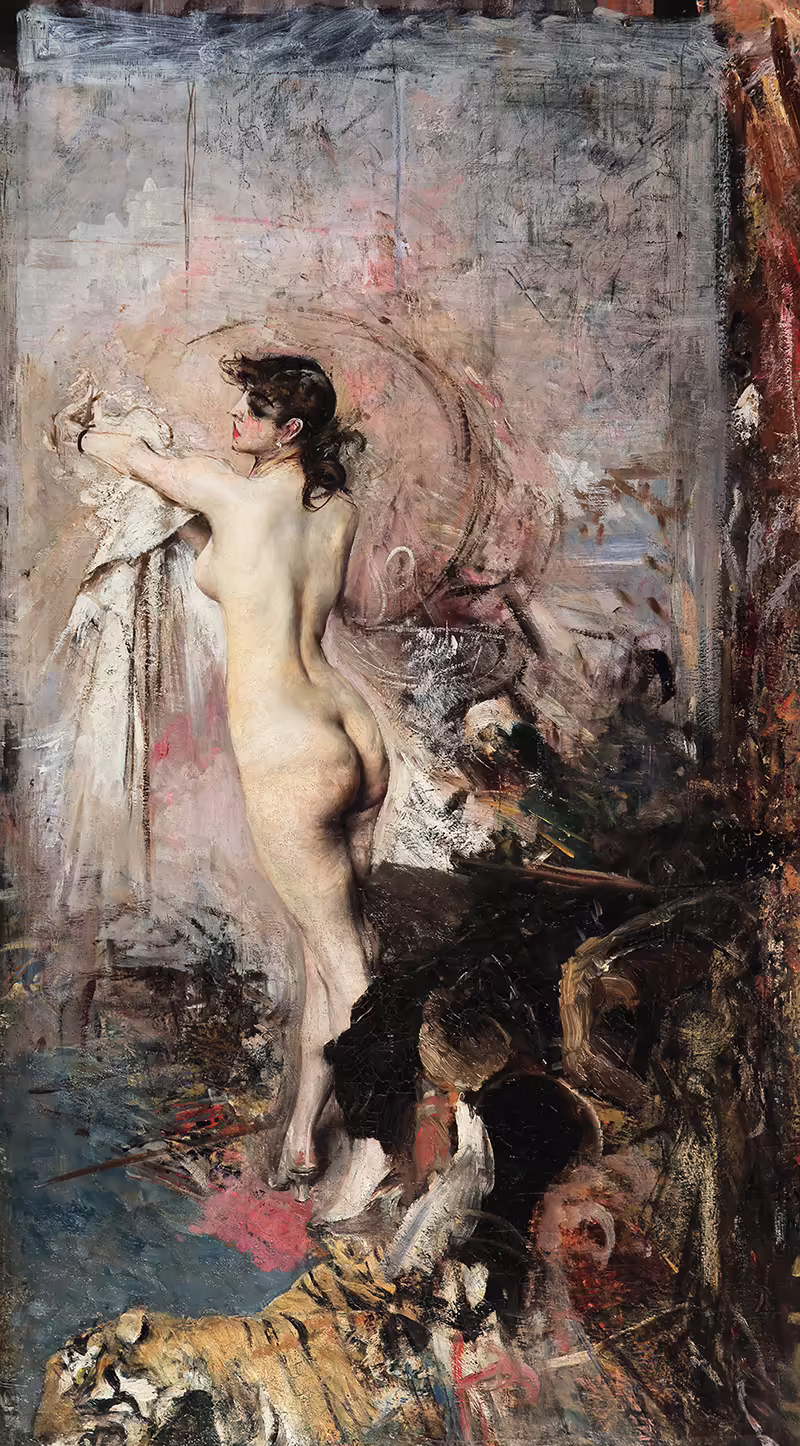 Giovanni Boldini dopo il bagno 1880 1888 olio su tela 114 x 65 cm Giovanni Boldini dopo il bagno 1880 1888 olio su tela 114 x 65 cm