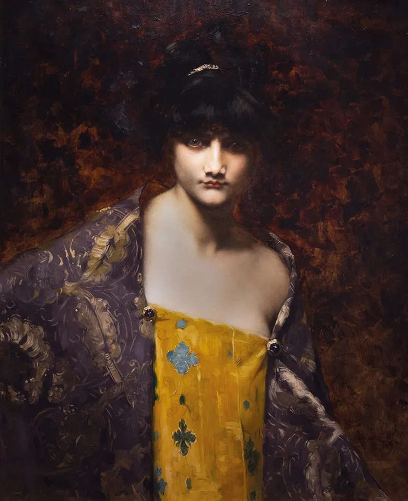 Juana Romani la Figlia di Teodora 1892 olio su tavola 81,3 x 63,8 cm Juana Romani la Figlia di Teodora 1892 olio su tavola 81,3 x 63,8 cm