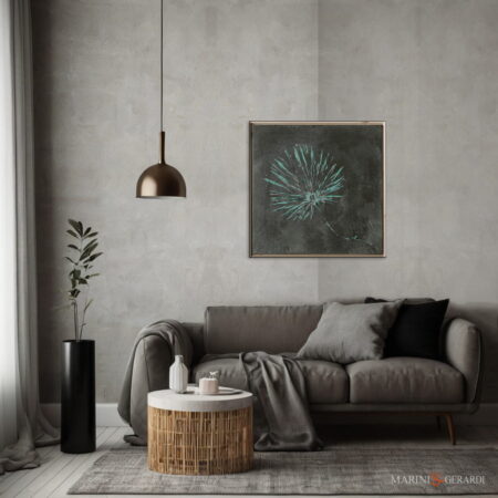 Quadri particolari moderni washingtonia con divano tavolino giunco