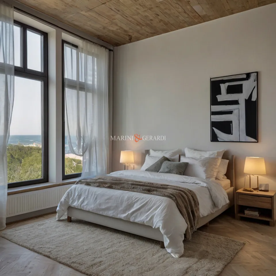 Dimensioni letto matrimoniale stanza con 2 finestre vista mare Dimensioni letto matrimoniale stanza con 2 finestre vista mare - tende e lenzuola in lino