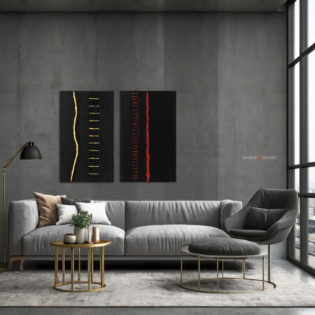 Infinito lotto mk255 quadri su tela moderni lampada salotto vetrata nero rosso 70x120