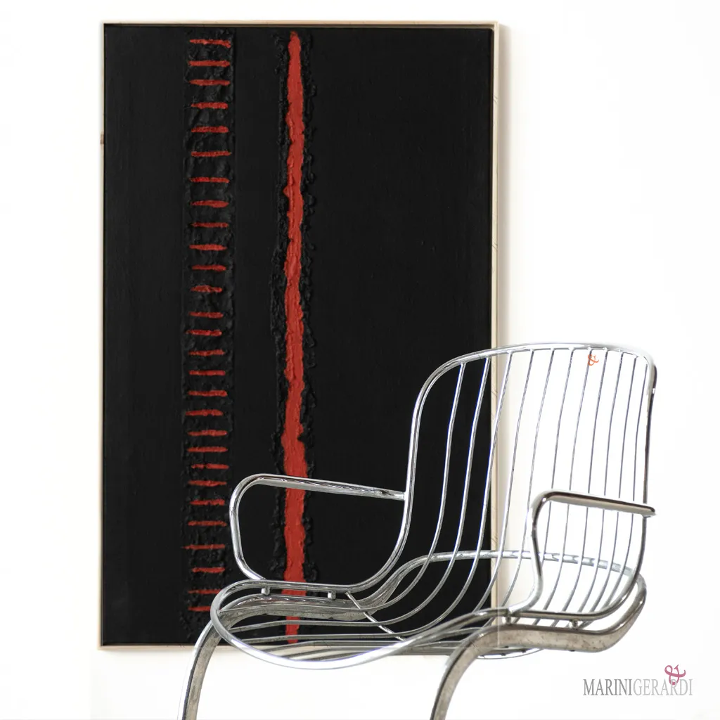 Infinito lotto mk255 quadri su tela moderni nero rosso poltroncina in acciaio Infinito lotto mk255 quadri su tela moderni nero rosso poltroncina in acciaio