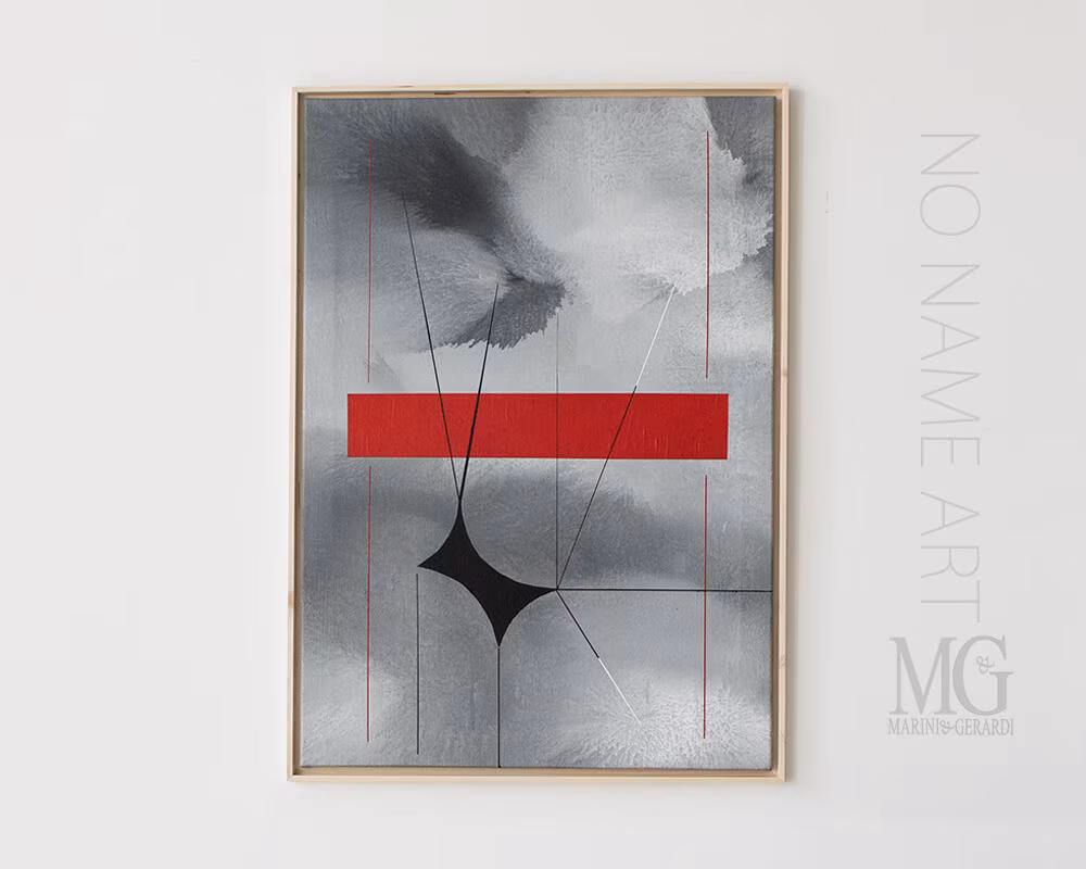 Metafisico nuvole con rettangolo rosso 70x100 m324 Metafisico nuvole con rettangolo rosso 70x100 m324