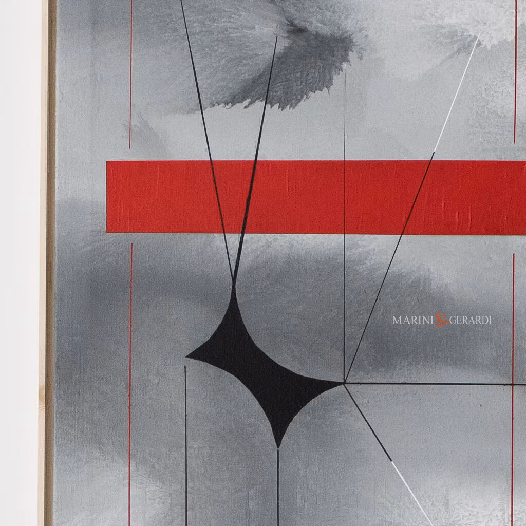 Metafisico nuvole con rettangolo rosso 70x100 vendita online quadri Metafisico nuvole con rettangolo rosso 70x100 vendita online quadri