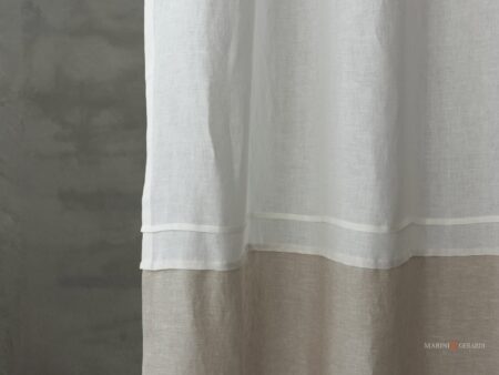 Tenda interni lino doppio colorre asole con plisse paricolare