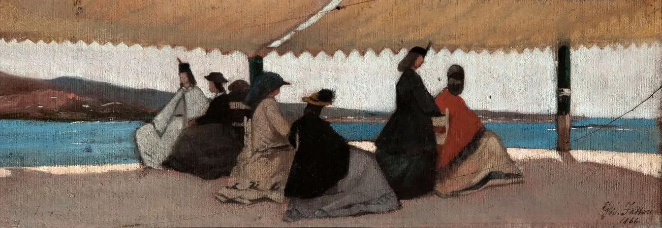 Giovanni fattori la rotonda di palmieri 1866. olio su tavola arte svelata Giovanni fattori la rotonda di palmieri 1866. olio su tavola arte svelata