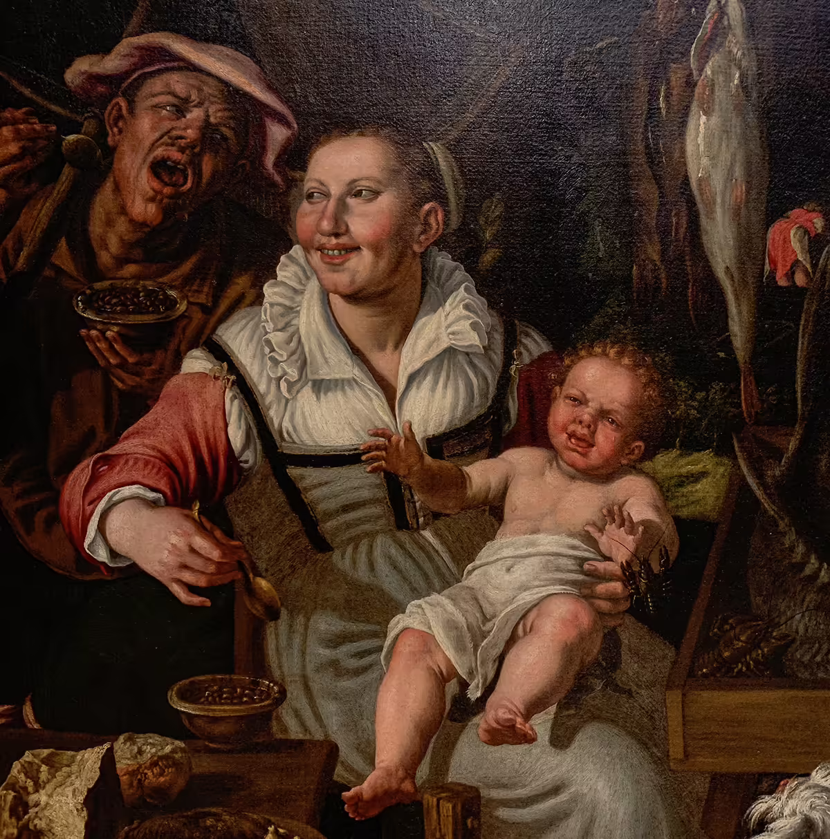 Vincenzo campi i pescivendoli 1580 uomo grottesco bambino